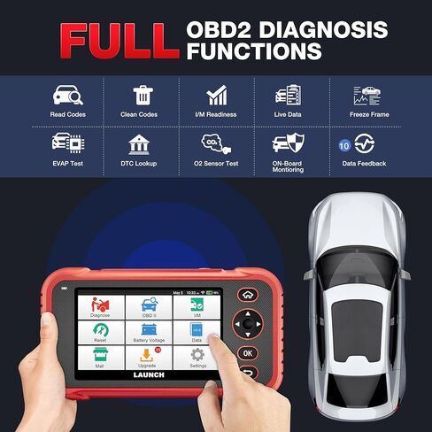 LAUNCH CRP123E Plus Obd2 Scanner، أداة مسح تشخيصي لجميع أنظمة السيارات مع إعادة ضبط الزيت، معايرة SAS، تكيف الخانق، اختبار البطارية، Auto Vin، FCA Autoauth، تحديث مجاني مدى الحياة in Kuwait