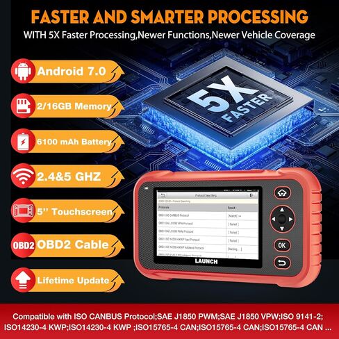 LAUNCH CRP123E Plus Obd2 Scanner، أداة مسح تشخيصي لجميع أنظمة السيارات مع إعادة ضبط الزيت، معايرة SAS، تكيف الخانق، اختبار البطارية، Auto Vin، FCA Autoauth، تحديث مجاني مدى الحياة in Kuwait