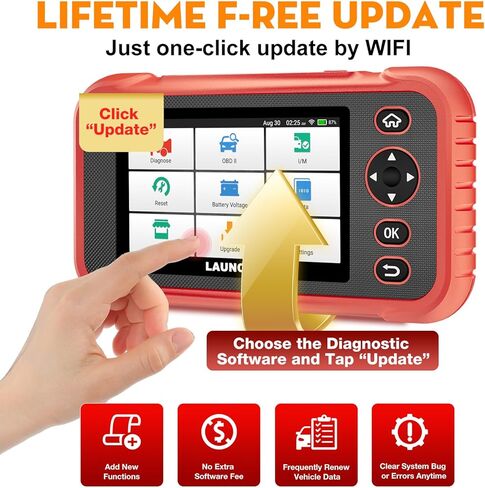 LAUNCH CRP123E Plus Obd2 Scanner، أداة مسح تشخيصي لجميع أنظمة السيارات مع إعادة ضبط الزيت، معايرة SAS، تكيف الخانق، اختبار البطارية، Auto Vin، FCA Autoauth، تحديث مجاني مدى الحياة in Kuwait