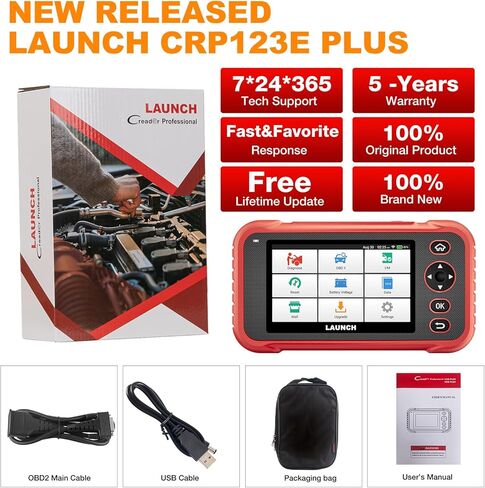 LAUNCH CRP123E Plus Obd2 Scanner، أداة مسح تشخيصي لجميع أنظمة السيارات مع إعادة ضبط الزيت، معايرة SAS، تكيف الخانق، اختبار البطارية، Auto Vin، FCA Autoauth، تحديث مجاني مدى الحياة in Kuwait