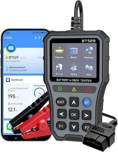 NOVEINN OBD2 Scanner Bluetooth, Check Engine Code Reader Scan Tool, 2-in-1 Car Diagnostic & 12V Battery Tester, Performance Test, Trip Analysis, EVAP Test, for iPhone & Android, 1996+ Cars and Trucks in Kuwait