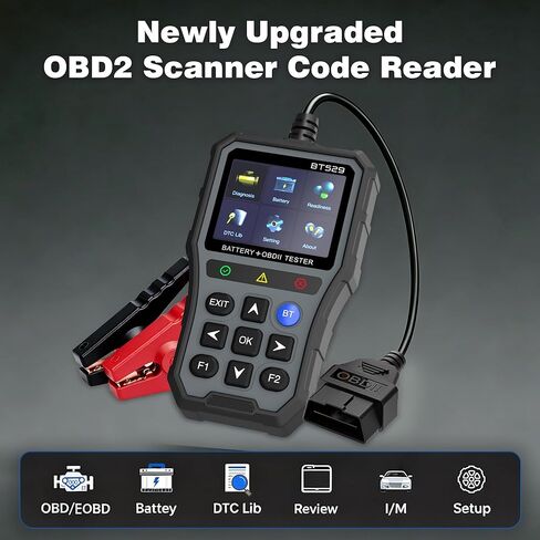 NOVEINN OBD2 Scanner Bluetooth, Check Engine Code Reader Scan Tool, 2-in-1 Car Diagnostic & 12V Battery Tester, Performance Test, Trip Analysis, EVAP Test, for iPhone & Android, 1996+ Cars and Trucks in Kuwait