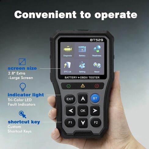 NOVEINN OBD2 Scanner Bluetooth, Check Engine Code Reader Scan Tool, 2-in-1 Car Diagnostic & 12V Battery Tester, Performance Test, Trip Analysis, EVAP Test, for iPhone & Android, 1996+ Cars and Trucks in Kuwait