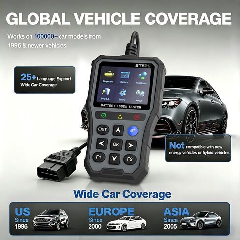 NOVEINN OBD2 Scanner Bluetooth, Check Engine Code Reader Scan Tool, 2-in-1 Car Diagnostic & 12V Battery Tester, Performance Test, Trip Analysis, EVAP Test, for iPhone & Android, 1996+ Cars and Trucks in Kuwait