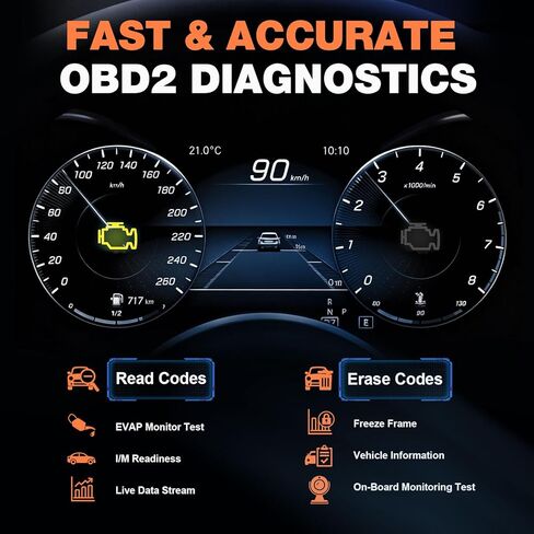ماسح ضوئي BT529 Bluetooth Obd2 واختبار بطارية السيارة، أداة تشخيص السيارة 2 في 1 لأجهزة iPhone وAndroid، فحص قارئ رمز المحرك، اختبار الأداء، تحليل الرحلة، محلل بطارية 12 فولت لجميع المركبات 1996+ in Kuwait