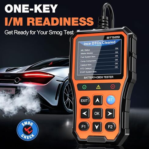 ماسح ضوئي BT529 Bluetooth Obd2 واختبار بطارية السيارة، أداة تشخيص السيارة 2 في 1 لأجهزة iPhone وAndroid، فحص قارئ رمز المحرك، اختبار الأداء، تحليل الرحلة، محلل بطارية 12 فولت لجميع المركبات 1996+ in Kuwait