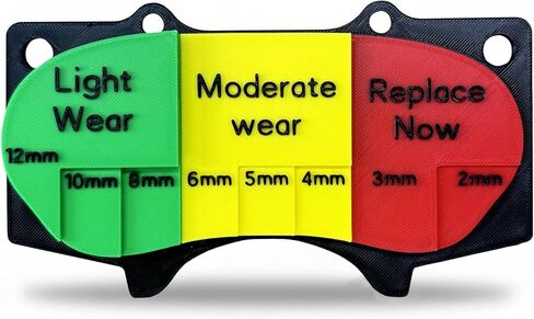 Brake Pad Thickness Gauge Tool, Color-Coded Brake Lining Wear Indicator (2mm-12mm), Desktop Display for Auto Repair Shop Service Advisors, Professional Mechanic Brake Pad Measuring Tool for Inspection in Kuwait