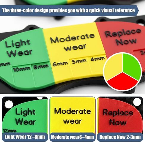 Brake Pad Thickness Gauge Tool, Color-Coded Brake Lining Wear Indicator (2mm-12mm), Desktop Display for Auto Repair Shop Service Advisors, Professional Mechanic Brake Pad Measuring Tool for Inspection in Kuwait