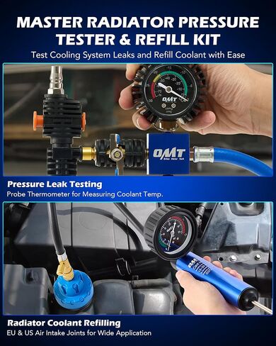 Orion Motor Tech Coolant Pressure Tester Kit, 34pc Universal Coolant Vacuum Refill Kit with 23 Adapters, Cooling System Pressure Tester Kit with Hose Clamp Pliers, Pressure Tester for Coolant System in Kuwait