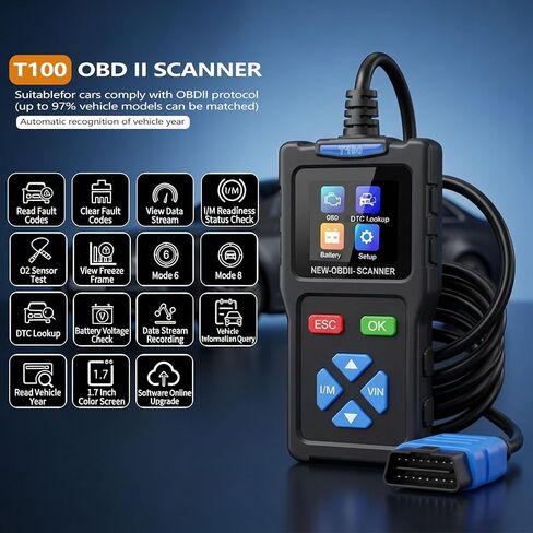سيارة obd2 الماسح الضوئي أداة تشخيصية فحص محرك رمز القارئ البيانات الحية اختبار البطارية أداة مسح السيارة لمعظم السيارات obdii منذ عام 1996 in Kuwait