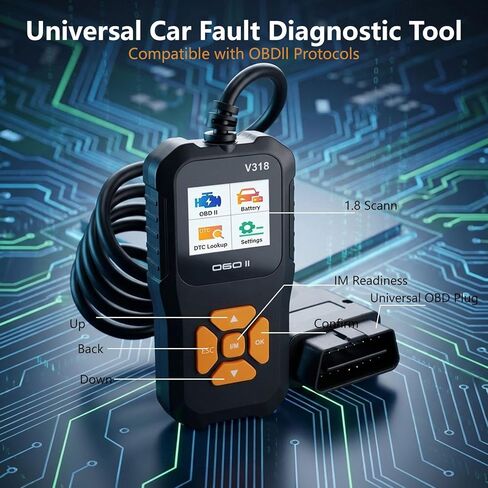 سيارة obd2 الماسح الضوئي v318 قراءة فحص المحرك ضوء البطارية الجهد اختبار EVAP 10 لغة قارئ رمز السيارة لجميع المركبات obdii in Kuwait