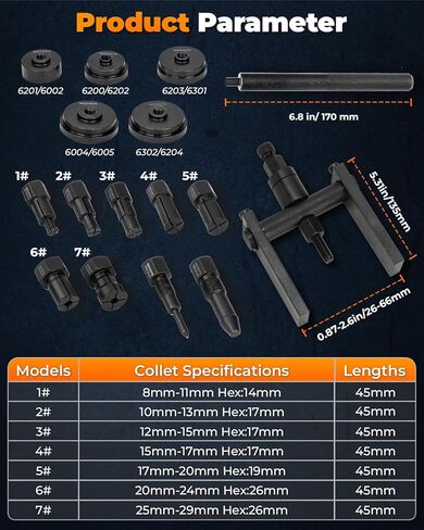 2 in 1 Blind Hole Bearing Puller & Bearing Press Kit, 16pc Bearing Remover & Installer Set with Seal Driver & 5 Bearing Adapters and Expandable Collet 8-29mm for Bicycle, Motorcycle in Kuwait