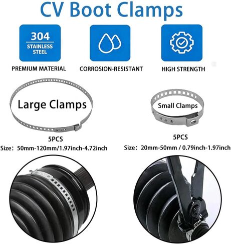 Universal CV Boot Clamp Pliers and CV Joint Ear Clamp Banding Tool,with 10pcs 304 Stainless Steel Adjustable Axle CV Joint Boot Crimp Clamp in Kuwait