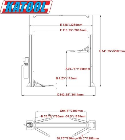 2 Post Lift 11000lbs Car Lift 220V Two Post Lift Auto Lifts 2 Post Auto Truck Clear Floor Hoist(KT-M110) in Kuwait