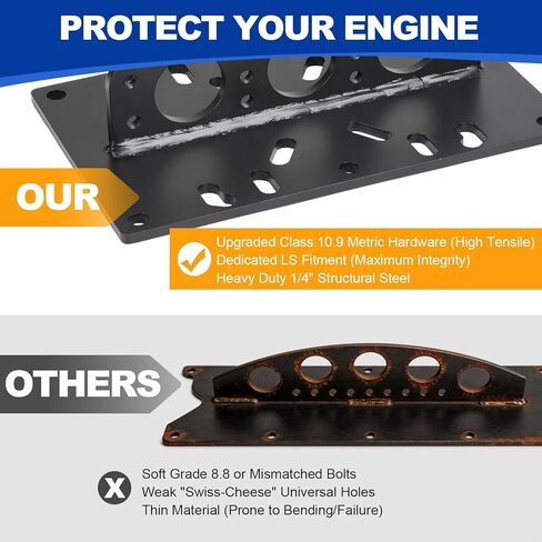 لوحة رفع المحرك العالمية، لوحة رفع المحرك LS لـ SBC BBC Chevy Ford، رافعة كاربوريتر مع لحامات معززة، أسود in Kuwait