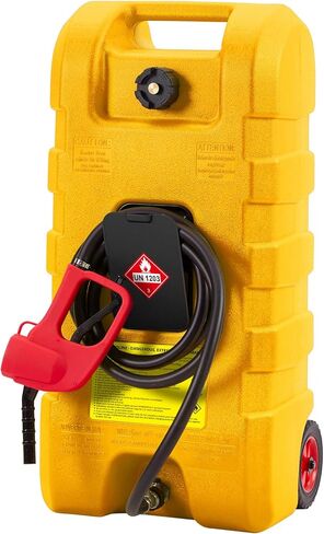 Jojoka 15 Gallon Gas Caddy, 56 Liter Portable Fuel Tank and Fuel Transfer Pump with 10-Foot Hose for Lawn Mower, Farm, Marine, Commercial, and Home Use in Kuwait
