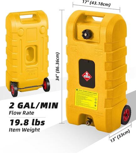 Jojoka 15 Gallon Gas Caddy, 56 Liter Portable Fuel Tank and Fuel Transfer Pump with 10-Foot Hose for Lawn Mower, Farm, Marine, Commercial, and Home Use in Kuwait