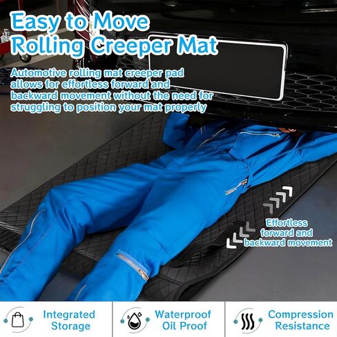 Mechanic Magical Rolling Creeper Mat 58"x27", Durable Oil & Water Resistant Garage Floor Mat, Foldable Car Repair Pad with Storage Bag, for Auto Repair, Trucks & Self-Driving Tours in Kuwait