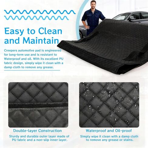 Mechanic Magical Rolling Creeper Mat 58"x27", Durable Oil & Water Resistant Garage Floor Mat, Foldable Car Repair Pad with Storage Bag, for Auto Repair, Trucks & Self-Driving Tours in Kuwait