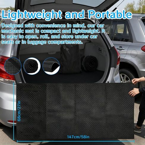 Mechanic Magical Rolling Creeper Mat 58"x27", Durable Oil & Water Resistant Garage Floor Mat, Foldable Car Repair Pad with Storage Bag, for Auto Repair, Trucks & Self-Driving Tours in Kuwait