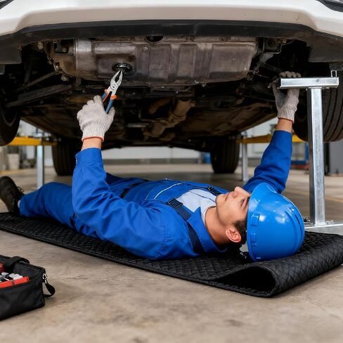 Mechanic Magical Rolling Creeper Mat 58"x27", Durable Oil & Water Resistant Garage Floor Mat, Foldable Car Repair Pad with Storage Bag, for Auto Repair, Trucks & Self-Driving Tours in Kuwait