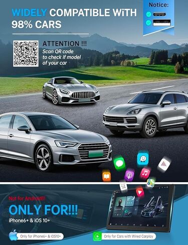 محول CarPlay لاسلكي 2026 لأجهزة iPhone وAndroid Auto Mini سلكي إلى محول Apple Car Play اللاسلكي التوصيل والتشغيل متوافق مع iPhone iOS 10+ Android 11+ مع سيارات ما بعد 2016 in Kuwait