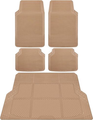 CAR PASS Rubber Floor Mats, All Weather Full Set 4-Piece, Waterproof Automotive Mats Trim to Fit Most Cars Sedans SUVs Vans, Heavy Duty Anti-Slip Easy Clean, All Black in Kuwait