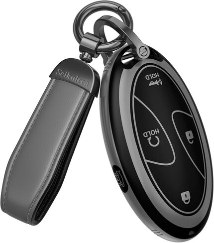 لملحقات غطاء Honda Key Fob - غطاء مفتاح TPU غير لامع مع سلسلة مفاتيح جلدية لـ 2022-2026 Civic Accord HR-V Pilot CR-V، Sport SI EX EX-L (رمادي غير لامع، موديل 1) in Kuwait