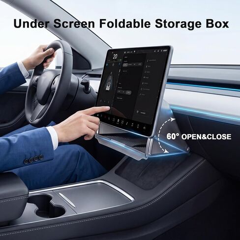 منظم تخزين تحت الشاشة لـ Tesla Model Y Juniper 2025-2026 (قياسي، ممتاز وأداء) والطراز 3 2024-2026، صينية تنظيم وحدة التحكم المركزية المخفية، تركيب سريع ومستقر in Kuwait