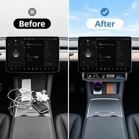 منظم تخزين تحت الشاشة لـ Tesla Model Y Juniper 2025-2026 (قياسي، ممتاز وأداء) والطراز 3 2024-2026، صينية تنظيم وحدة التحكم المركزية المخفية، تركيب سريع ومستقر in Kuwait