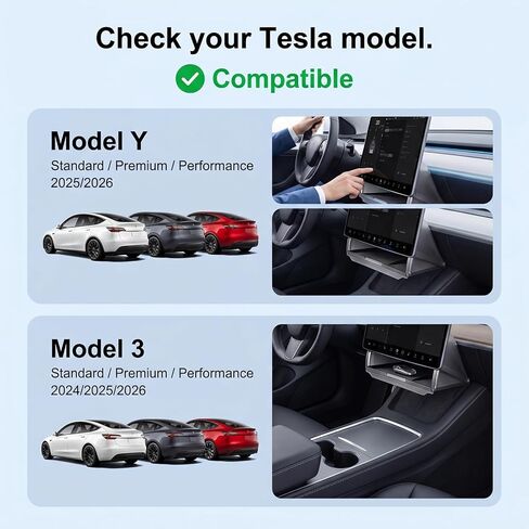 منظم تخزين تحت الشاشة لـ Tesla Model Y Juniper 2025-2026 (قياسي، ممتاز وأداء) والطراز 3 2024-2026، صينية تنظيم وحدة التحكم المركزية المخفية، تركيب سريع ومستقر in Kuwait