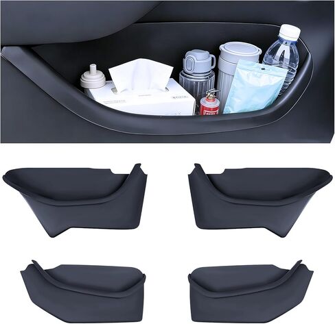 Door Pocket Liner for New 2025 2026 Model Y Juniper Side Door Storage Pocket Organizer Box 4PCS Full-Cover Waterproof & Anti-Scratch TPE Inserts, Interior Accessories for Refresh Model Y Juniper in Kuwait