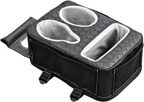 Auto Center Console Cup Holder Organizer, Universal PU Leather Armrest Storage Box with Tissue Holder & Side Pockets, Multi-use for Car Front/Back Seat, Truck, RV, Boat in Kuwait