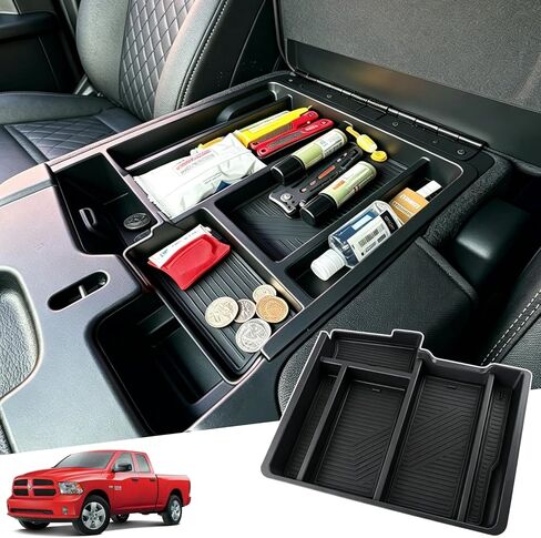 Center Console Organizer Tray for 2013-2024 Ram 1500 (Classic) & 2013-2026 Ram 2500/3500 Interior Accessories - Armrest Storage Box Tray ONLY for Jump Seat with 3 Cup Holders in Kuwait