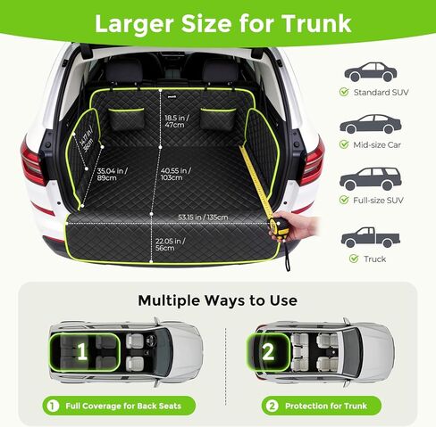 SUV Cargo Liner for Dogs, Upgraded Scratch-proof Leather 14.17" Heightened Side Flaps, 53.15" x40.55" Waterproof Non-Slip Trunk Liner with Bumper Flap, Universal Fit for SUVs Sedans Vans 3-Row SUV in Kuwait