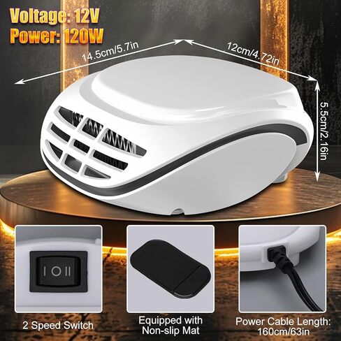 Auto Windshield Demister, DC12V Car Heater 120W Efficient Heating Portable Defroster Fan with Adjustable Angle for Winter, Fast Heating Alloy Heating Wire in Kuwait