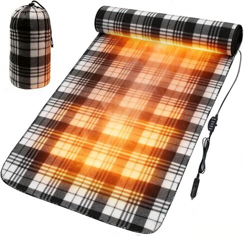 12V Portable Heated Camping Blanket, 2 Heat Settings Electric Heating Blanket for Car, RV, Camping & Outdoor Use,with Storage Bag in Kuwait
