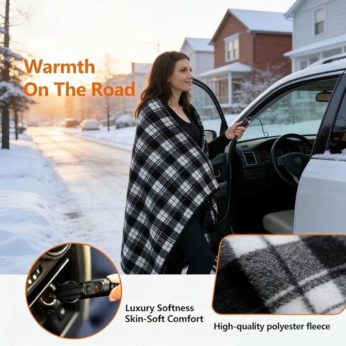 12V Portable Heated Camping Blanket, 2 Heat Settings Electric Heating Blanket for Car, RV, Camping & Outdoor Use,with Storage Bag in Kuwait