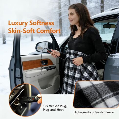 12V Portable Heated Camping Blanket, 2 Heat Settings Electric Heating Blanket for Car, RV, Camping & Outdoor Use,with Storage Bag in Kuwait