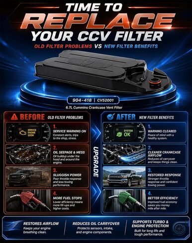 WEILEITE CV50628 فلتر تهوية علبة المرافق متوافق مع Actera L7500 L8500 LT7500 LT8500 6.4L 7.2L 8.3L 8.9L 2008-2010 محرك ديزل ISC ISM ISL ISX12G يستبدل CV5062800MF 904-7902 in Saudi Arabia