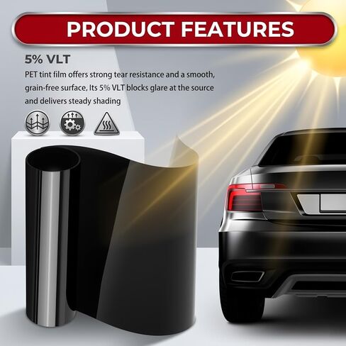 59.06"×8.07" Car Window Tint Film Kit,5% VLT Glare-Blocking Car Tints with Scraper & Knife,Essential Summer Cuttable Cars Windshield Tint Strip Cars Accessories for Most Vehicles in Kuwait