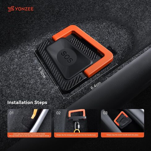 مقبض تحرير باب الطوارئ من YONZEE لسيارة Tesla Model Y Juniper 2025–2026، مقبض الهروب في حالات الطوارئ للباب الخلفي، ملحقات سحب السلامة الداخلية، سهلة التركيب in Kuwait