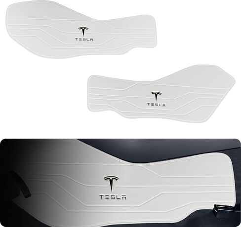 Center Console Leather Side Anti-Kick Mats(2 Pieces) Designed for Tesla Model Y Juniper(2025-2027),Waterproof, Dust Resistant, Front Seat Side Protector Cover White in Kuwait