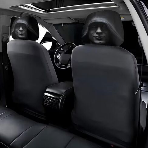 2 Pcs Car Headrest Cover, Scary Face Printing Auto Seat Headrest Protector, 2025 Funny Spooky Face Masque Head Rest Cover for Car Vehicle Truck SUV in Kuwait