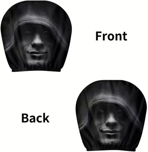 2 Pcs Car Headrest Cover, Scary Face Printing Auto Seat Headrest Protector, 2025 Funny Spooky Face Masque Head Rest Cover for Car Vehicle Truck SUV in Kuwait