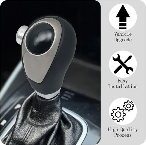 Compatible with Kia Forte 2009-2013 ABS Faux Leather Black Automatic Gear Shift Knob Lever Handle Replace in Kuwait