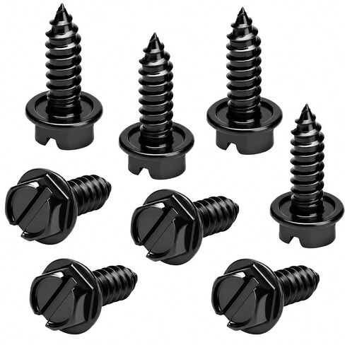 OttoSpeed Rustproof License Plate Screws for US Domestic Vehicles & Select Imports – Stainless Steel Bolts for Vehicles that Use Plastic Inserts (4-Pack, Black-Slotted) in Kuwait