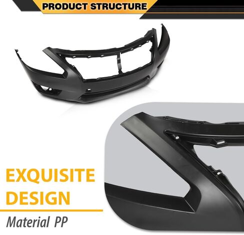 CNNELL Front Bumper Cover Fascia Compatible with Nissan Altima Base, S, SL, SV 2013-2015, Without License Plate Provision & Sensor Holes, with Tow Hook Hole & Fog Light Holes 620223TA0H, NI1000285 in Kuwait