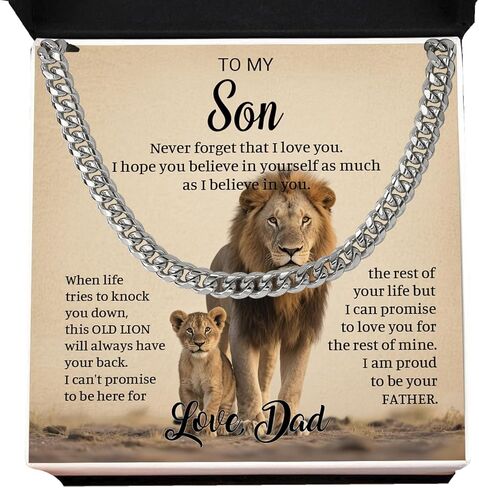 To My Son Necklace, Cuban Chain Gift from Mom or Dad, Son’s Jewelry for Birthday, Graduation, Christmas, or Special Occasions in Saudi Arabia
