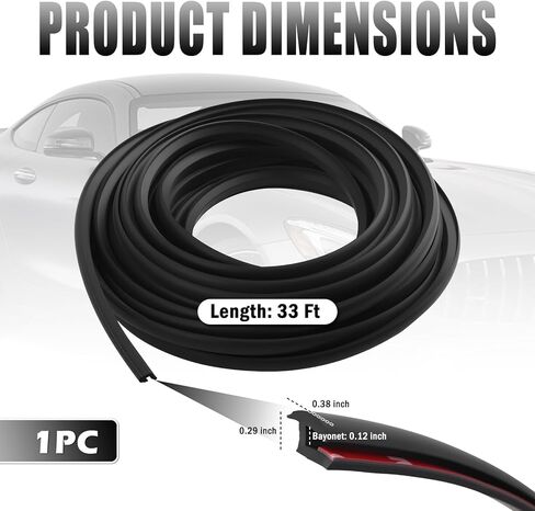 33Ft Car Fender Flare Rubber Seal,T-Style Car Fender Flare Rubber Edge Trim for Filling Gaps & Reducing Vibration,Self-Adhesive Rubbers Strip for Automotive Fenders Flares in Kuwait